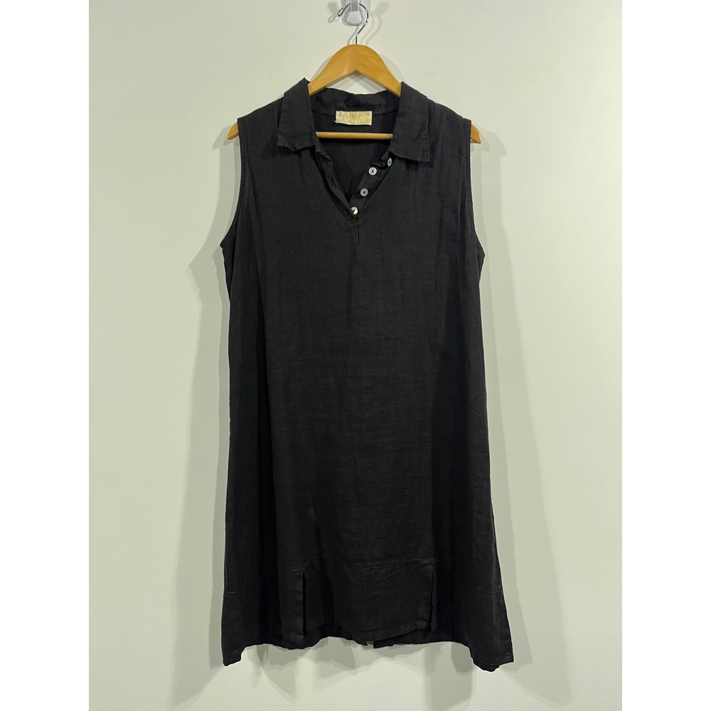 Outlooks Vintage Linen Button Down Collar‎ Dress Womens Large Old Money Resort